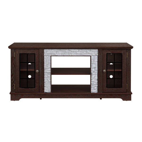 English Elm 58" Modern TV Stand with Faux Stone Top, 6 Cable Cutouts, Ample Adjustable Storage for 75" TVs Cherry W2275P342692