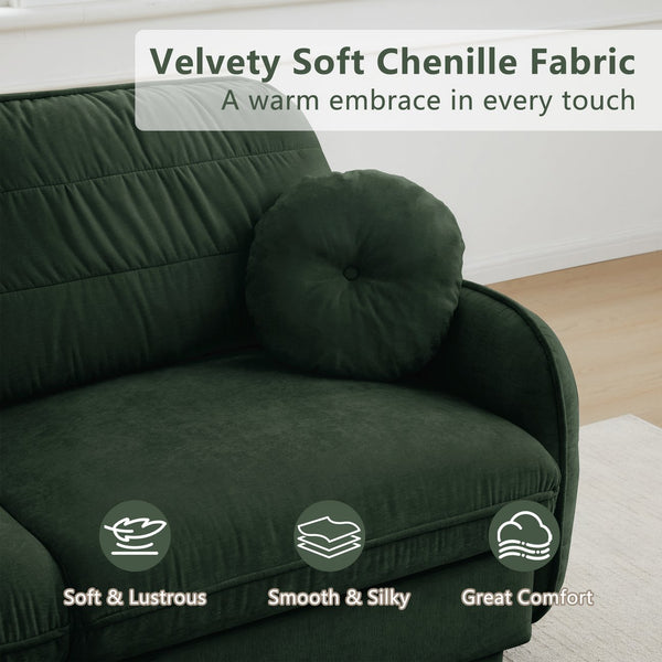 English Elm Chenille Cloud Loveseat with Quilted Back Cushions Deep Foam Seat Modern Living Room Sofa Green W714S01765