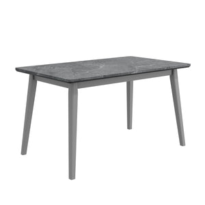 English Elm Portrush Mid-century Dining Table Marble Finish Top with Tapered Solid Wood Legs B127P495092