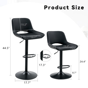 English Elm Set of 2 Pu Leather Barstools with Gold Footrest Curved Back for Kitchen Island Black W1151P383775