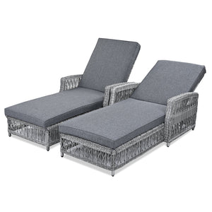 English Elm Go Outdoor Wicker Chaise Lounge Recliner with Ergonomic Armrests and Thick Cushion for Patio Grey N704P248780E