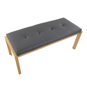 English Elm Contemporary Gold Frame Upholstered Bench Padded Faux Leather Seat for Entryway B202S01158
