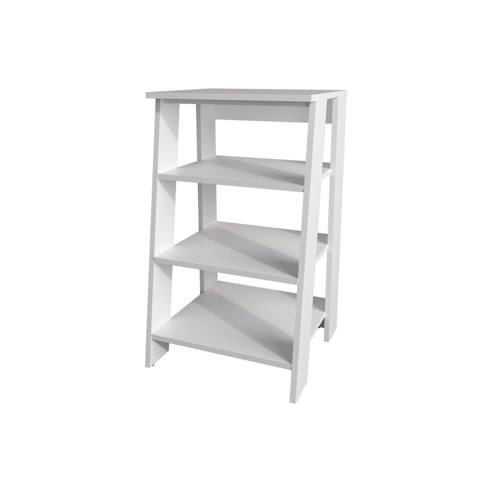 English Elm White Freestanding Bathroom Shelf with 4 Open Shelves, Minimalist White Organizer for Compact Spaces and Easy Assembly (29.8" H x 17.3" W x 17.1" D) B062P252188