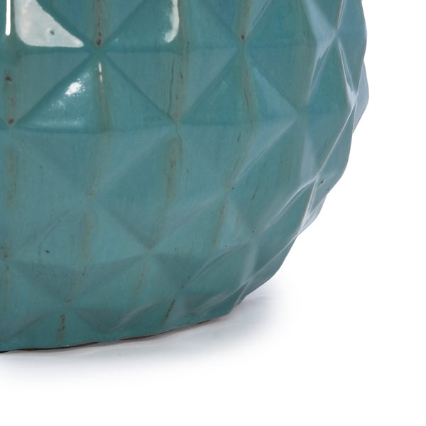 English Elm Set Of 3 Diamond Ceramic Planters - Modern Blue Flower Pots For Home, Garden, Or Windowsill Decor W3273P321995-GIGA