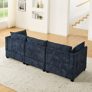 English Elm Contemporary Chenille L-shaped Sectional with Channel Tufting for Modern Living Spaces W1117P276954