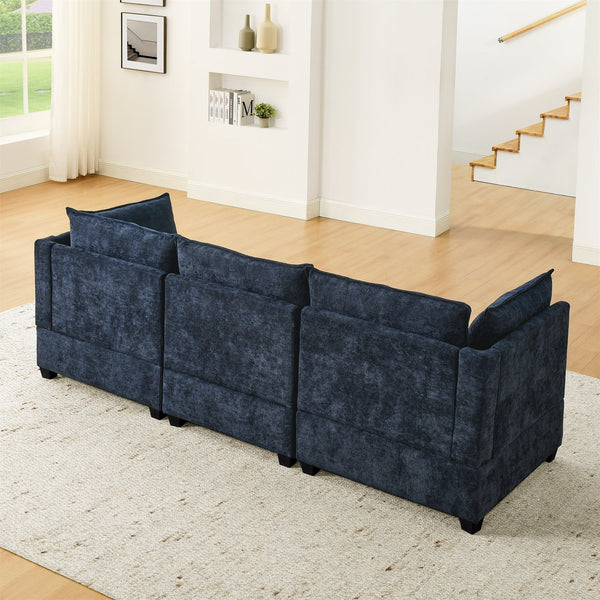 English Elm Contemporary Chenille L-shaped Sectional with Channel Tufting for Modern Living Spaces W1117P276954