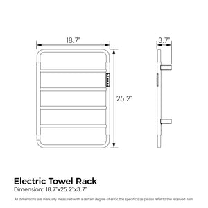 English Elm 18.7" Heated Towel Rack with Touchscreen Timer, 6-Bar Stainless Steel 150W Rapid Warm Carbon Fiber Black T3177P305026