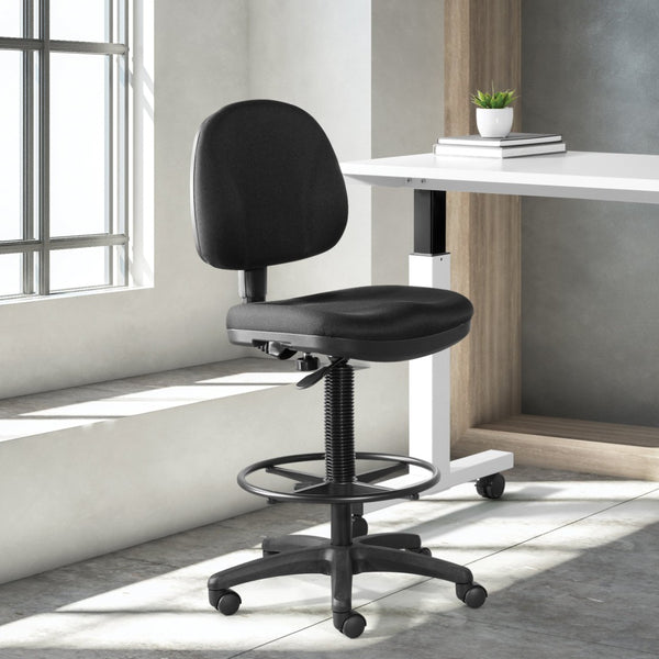 OSP Home Furnishings Lumbar Support Drafting Chair Ergonomic Fabric Seat with Gas Lift for Studio Use DC640-231