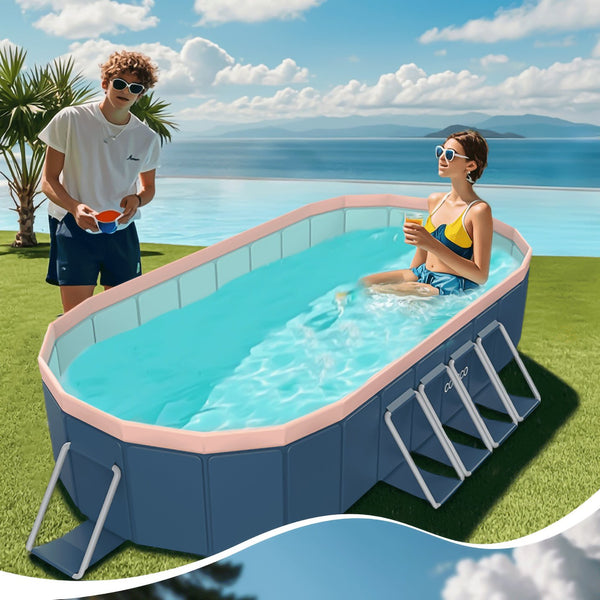 English Elm 2.8m Pvc Foldable Ground Pool Outdoor Backyard Cooling Station No Pump Needed W2710P337294