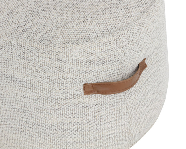 Sunpan MITCHELL Ottoman - Elegant Merino Cotton Round Footrest with Faux Leather Handles for Stylish Spaces 110278V