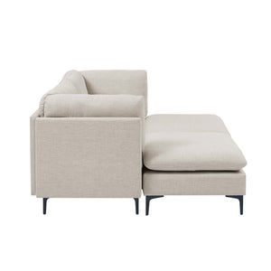 English Elm Linen Modular Sectional Sofa with Black Metal Legs Mid-century Living Room Seating B2748S00094