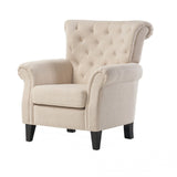 Christopher Knight Home® - Noble House - Greggory Tufted Light Beige Fabric Club Chair