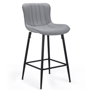 English Elm Counter Stools Set Of 2 - Chic Faux Leather Bar Chairs For Modern Kitchen & Dining, Metal Legs T3623P368360