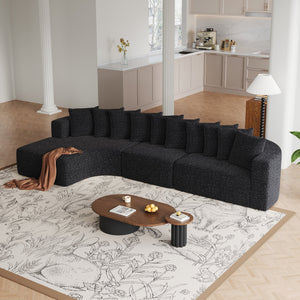 English Elm 131.1-inch Chenille Cloud Curved Sectional with Chaise Memory Foam Cushions 10 Pillows W3505S00012