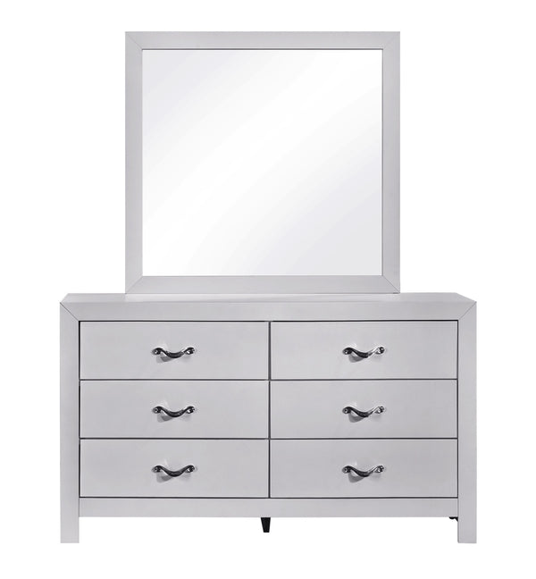 English Elm Moreland Six Drawer Dresser White Laminate Glam Chrome Bedroom Storage Chest B078P497906