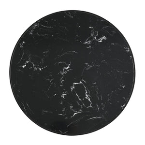 English Elm Modern Round Accent Table Marble Laminate Top Matte Black Iron Base Living Room N770P412286M