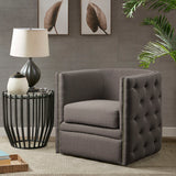 Madison Park Capstone Transitional Tufted Barrel Swivel Chair MP103-1077 Grey