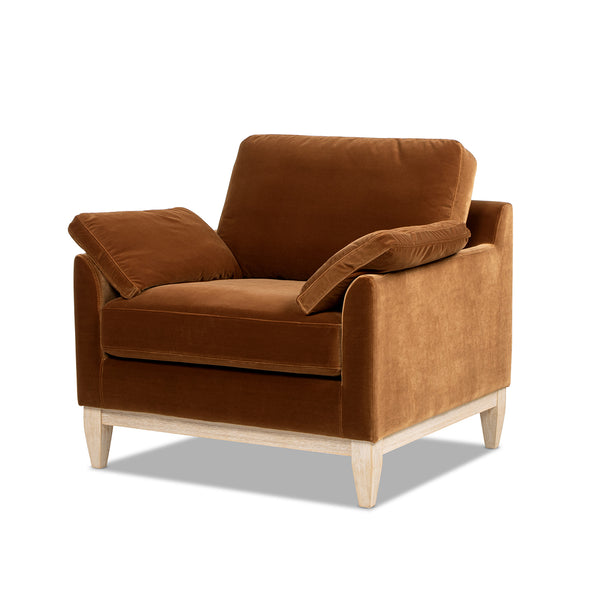 English Elm Jennifer Taylor Home - Pasadena 36" Wide Modern Farmhouse Accent Arm Chair In Cozy Burnt Orange Velvet For Stylish Living B2719P385739