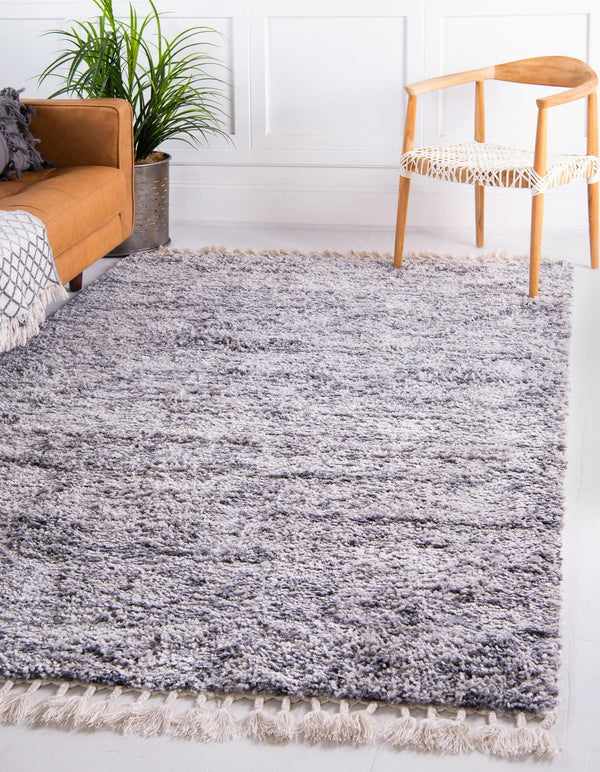 Unique Loom Hygge Shag Misty Machine Made Abstract Rug Gray, Beige/Ivory 9' 0" x 12' 2"