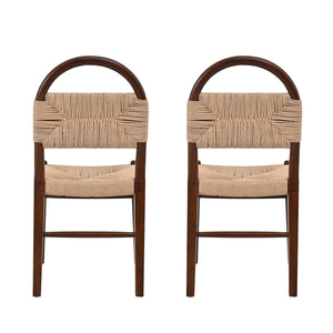 English Elm Modern Handwoven Paper Cord Dining Chairs Rubberwood Frame Set of 2 for Kitchen N762P368575D