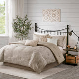 Madison Park Walter Modern/Contemporary 7 Piece Printed Seersucker Comforter Set MP10-7087 Taupe