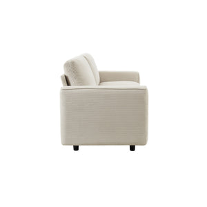 English Elm Modern Minimalist Corduroy Sectional Sofa Set - Soft Beige Fabric With Black Legs For Stylish Comfort B347S00006