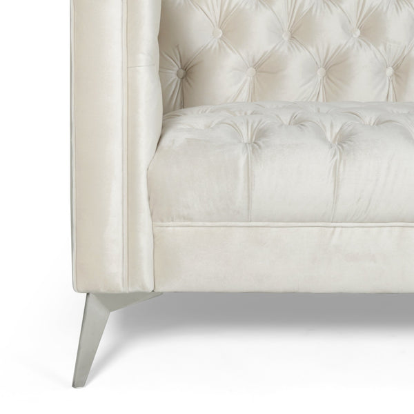 English Elm 3-seater Tufted Upholstered Sofa with Matte Iron Legs for Modern Living Rooms 68263.00A