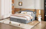 English Elm Wooden Twin Size Daybed With Twin Size Trundle, Extendable Daybed With Two Storage Drawers,Gray(Expected Arrival Time:9.12)