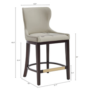 English Elm Blair Stone Leatherette Counter Stool – Chic Beech Wood Legs, Wingback Design, Fully Assembled Comfort B365P398067