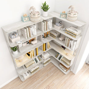English Elm 90 Cm Modular Corner Bookcase Set of 2 Flexible Display Shelves for Home Office W2899S00010
