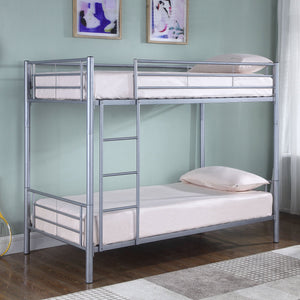 English Elm Marin Sleek Twin over Twin Bunk Bed in Industrial Silver or Black Metal — Durable, Space-Saving Design B062P340736