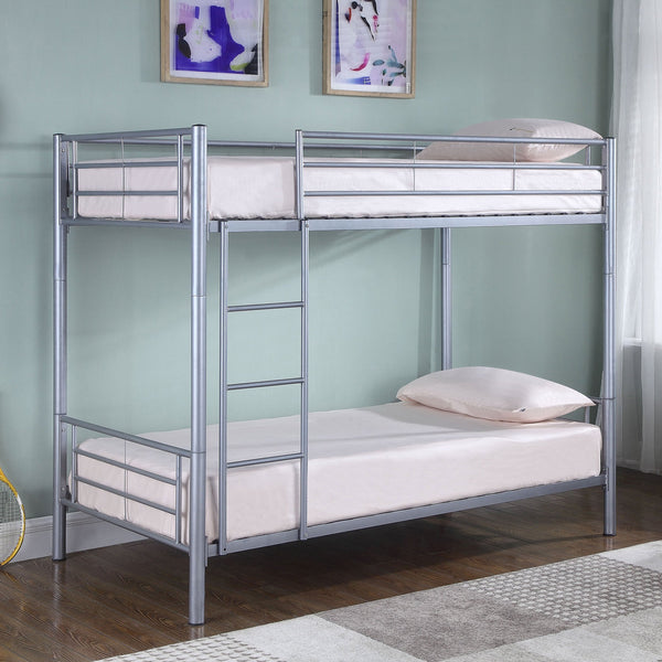 English Elm Marin Sleek Twin over Twin Bunk Bed in Industrial Silver or Black Metal — Durable, Space-Saving Design B062P340736