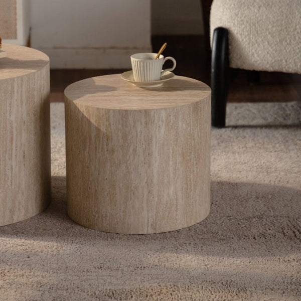 English Elm Nesting Coffee Tables Set of 2 Round Mdf Woodgrain Modern Accent for Living Room Amber W3081P360445