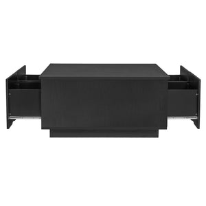 English Elm 33.25" Square Storage Coffee Table Four Drawer Matte Mdf Living Room Centerpiece Black N735P422508B