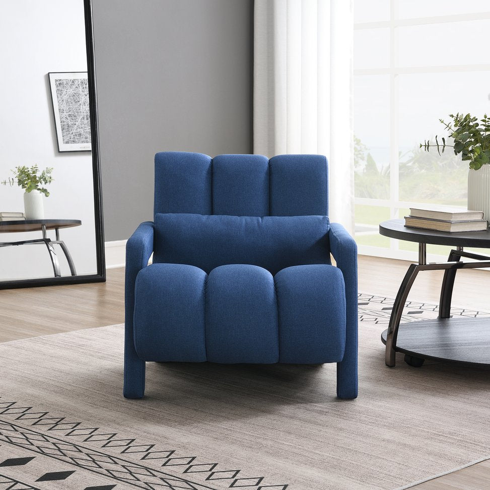 English Elm Modern Linen Accent Chair Scandinavian Style with Lumbar Pillow for Living Room W2671P411189