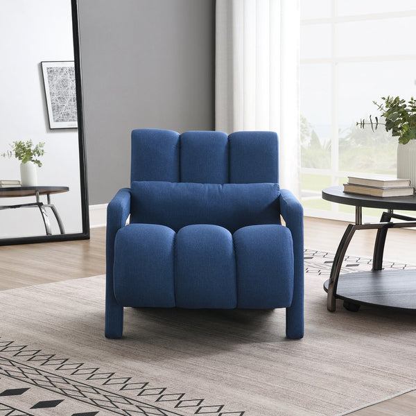 English Elm Modern Linen Accent Chair Scandinavian Style with Lumbar Pillow for Living Room W2671P411189