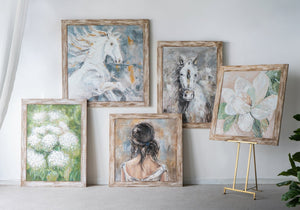 English Elm 35.4x47.2x1.2" Hand-painted Floral Canvas with Rustic Fir Frame for Farmhouse Walls W2078P481784