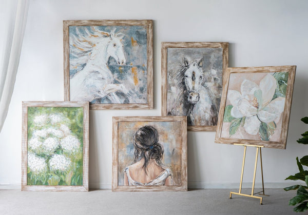 English Elm 35.4x47.2x1.2" Hand-painted Floral Canvas with Rustic Fir Frame for Farmhouse Walls W2078P481784
