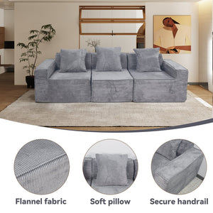 English Elm Floor Corduroy Convertible Couch Bed with Pillow Back & Armrests, CertiPUR-US Foam, Machine-Washable Cover W3341P329069