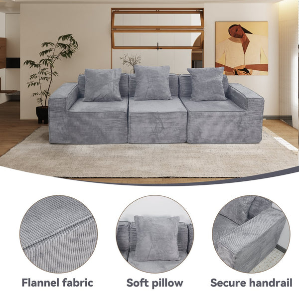 English Elm Floor Corduroy Convertible Couch Bed with Pillow Back & Armrests, CertiPUR-US Foam, Machine-Washable Cover W3341P329069