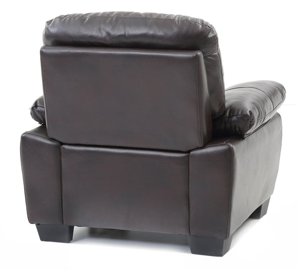 English Elm Marta PU Accent Chair with Pocket Coil Seating, Cozy Faux Leather, Removable Back for Easy Move Dark Brown 15.9 L x 38.2 W x 32.9 H B078108376