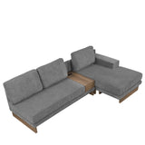 English Elm 114" L-Shaped Sofa Sectional Sofa With Two Usb Ports and Two Power Sockets, A Storage Drawer and A Reversible Chaise Lounge For Living Room, Grey