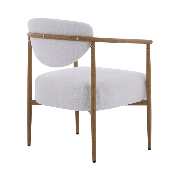 English Elm Beige Woven Fabric Dining Chair Set of Two with Wood Grain Iron Frame for Any Room W3149S00006