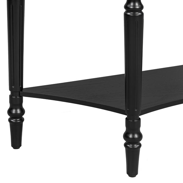 English Elm Trexm Farmhouse Half Moon Entryway Console with Drawer Open Shelf Pine Legs Black N715P383795B