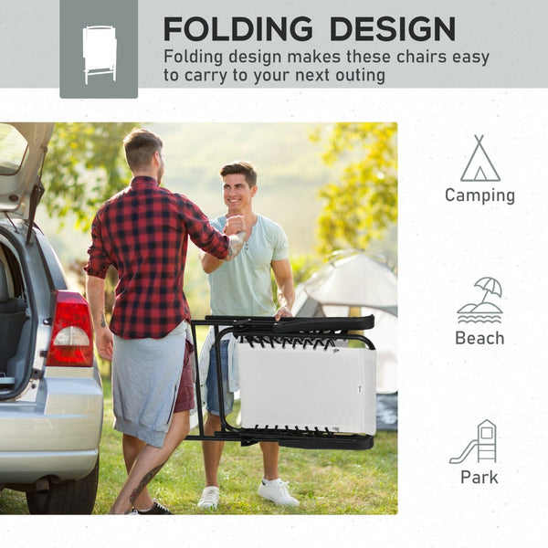 English Elm Outsunny Set Of 2 Portable Bungee Sling Chairs With Armrests – Perfect For Camping, Pool, And Patio! W2225P174110-GIGA