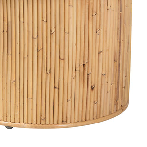 English Elm Modern Rattan Woven Mahogany Two-tier Round End Table for Bohemian Living Spaces B2750P420401