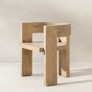 English Elm Soren Reclaimed Elm Sculptural Dining Chair with Wraparound Back Wabi-sabi Craft Natural B2719P474460