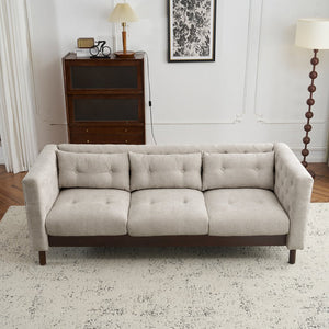 English Elm Christopher Knight Home® - 78" Upholstered Sofa with Tufted Linen-Like Fabric, Deep 19" Seat, Sturdy Rubber Wood Legs, 900lb Capacity Gray+Beige N763P243921A