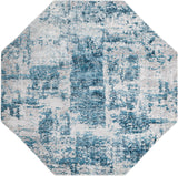 Unique Loom Finsbury Elizabeth Machine Made Abstract Rug Blue, Ivory/Gray/Light Blue 7' 10" x 7' 10"