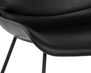Sunpan Gracen Minimalist Dining Chair with Faux Leather Comfort and Elegant Matte Black Metal Legs Nightfall Black